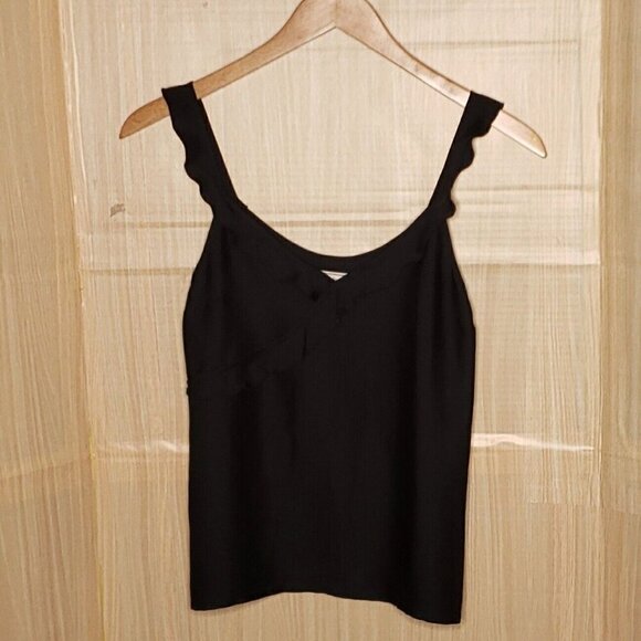 Abercrombie & Fitch Womens Black Silky Ruffle Strap Sleeveless Blouse Small - Picture 1 of 4